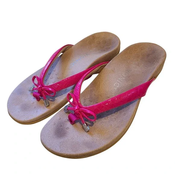 Vionic Sandals Bella II Pink Bow Flip Flop Comfort Orthotic Thongs Womens 8.5 - Picture 1 of 7